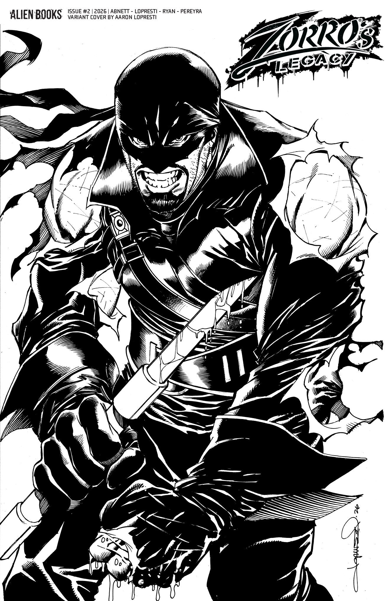 Zorro's Legacy #2 Variant D (Lopresti B&W)