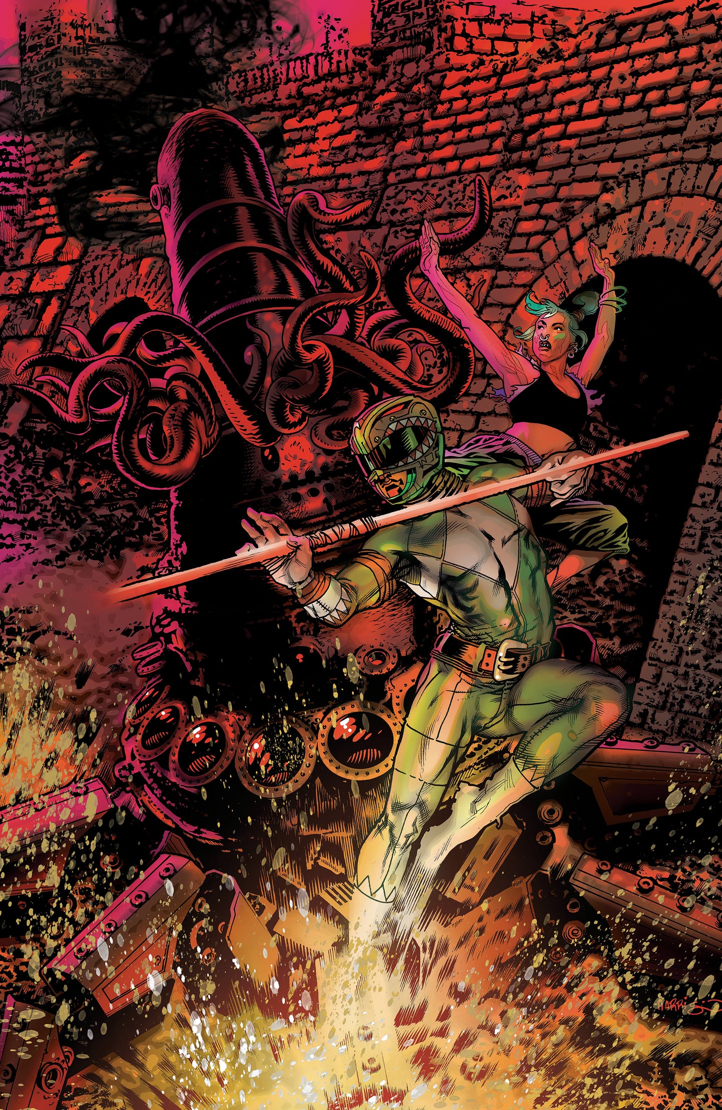 Power Rangers Green #2 D Foil Variant (Full Art, Foil, Harris)